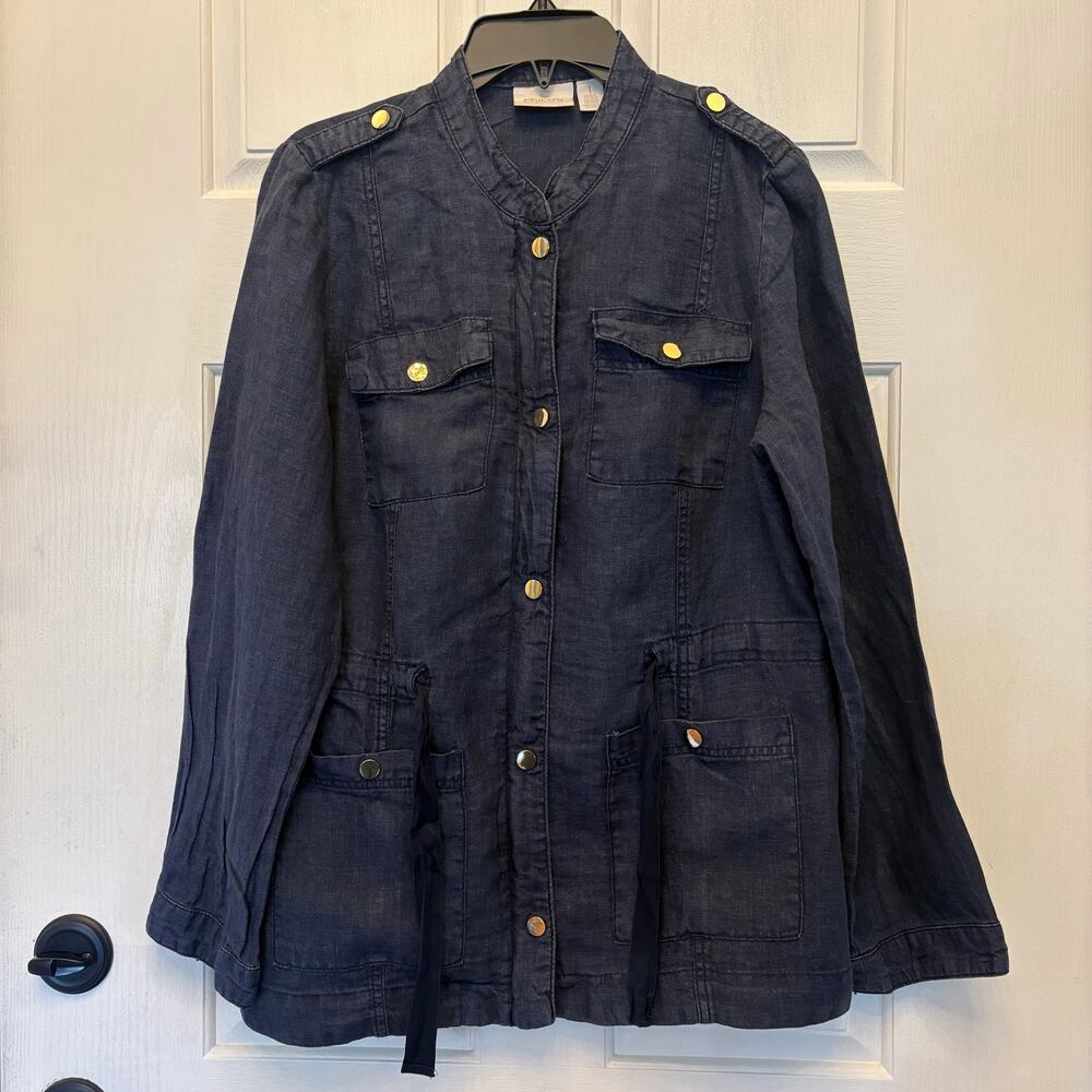 100 percent linen Maurices Size 1/XL linen shacket utility shirt